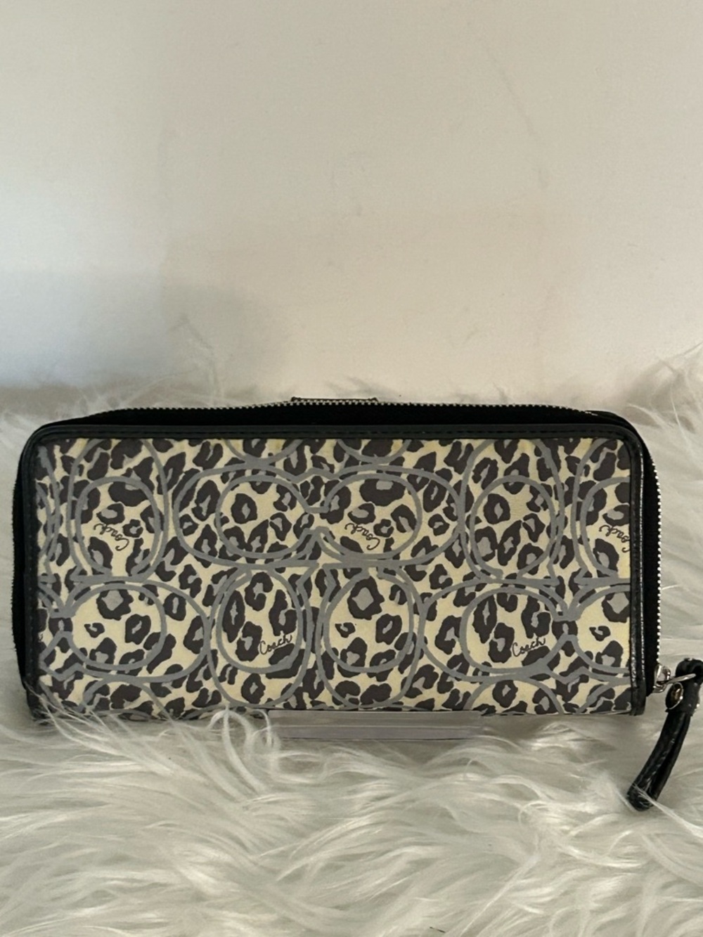 Coach Brown Black Leopard Signature Wallet Zip Around Clutch - Picture 11 of 11